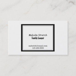 Minimalistische advocaat uit de zwarte en witte fa visitekaartje