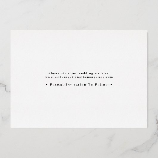 Minimalistische afbeelding bespaart de datum waaro folie uitnodiging (Achterkant)