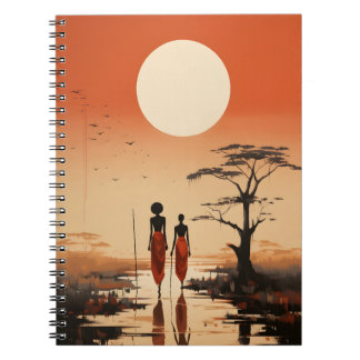 Minimalistische Afrikaanse kunst Elegante zwarte A Notitieboek