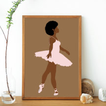 Minimalistische afro zwarte ballerina moderne illu