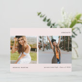 Minimalistische afstudeeraankondiging met twee fot kaart (Staand voorkant)