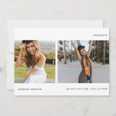 Minimalistische afstudeeraankondiging met twee fot kaart (Voorkant)