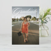 Minimalistische afstudeeradvertenties met 4 foto's kaart (Staand voorkant)