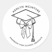 Minimalistische afstudeerdop met boog ronde sticker (Voorkant)