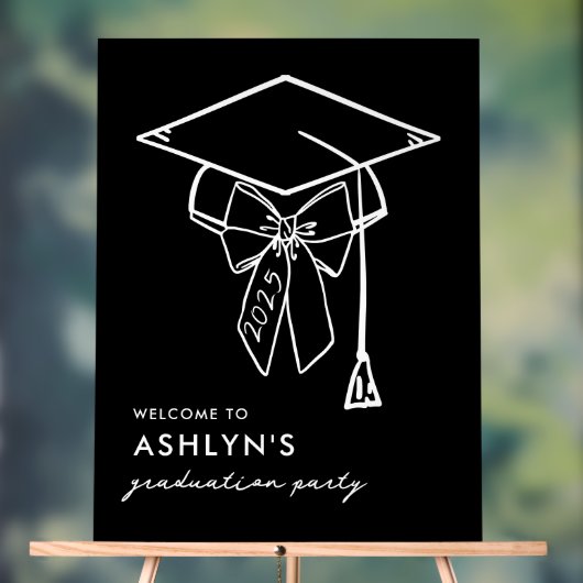 Minimalistische afstudeerdop met boog Welkom Acryl Bord (Neutraal)