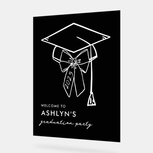 Minimalistische afstudeerdop met boog Welkom Acryl Bord (Hoek)