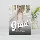 Minimalistische afstudeerfeest foto kaart (Staand voorkant)