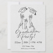 Minimalistische afstudeerfeest met pet aankondiging (Voorkant)