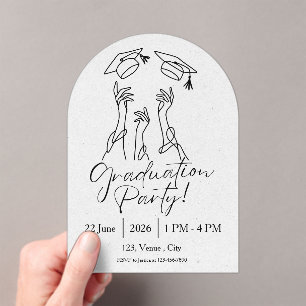 Minimalistische afstudeerfeest met pet acryl uitnodigingen