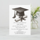 Minimalistische afstudeerfeest uitnodiging met zwa (Staand voorkant)