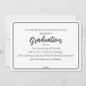 Minimalistische afstudeerfotoaankondiging/ kaart (Achterkant)