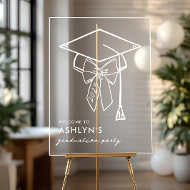 Minimalistische afstudeerhoed met strik Welkom Acr Acryl Bord