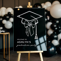 Minimalistische afstudeerhoed met strik Welkom