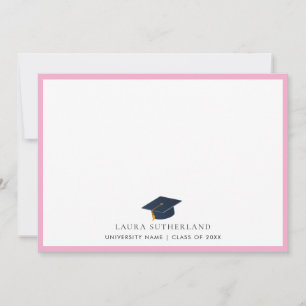 Minimalistische afstudeerhoed & universiteitsnaam notitiekaartje