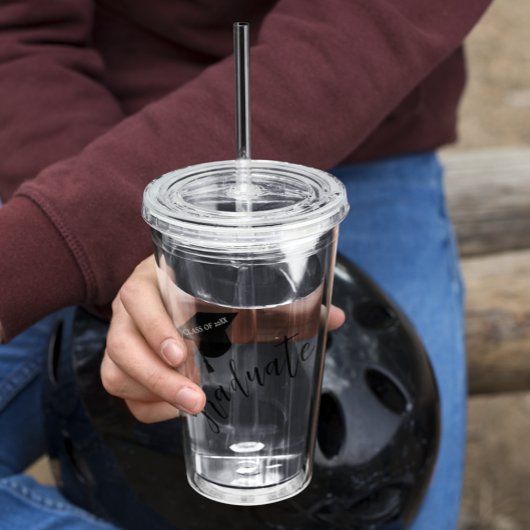 Minimalistische afstudeerhoed Zwart & Wit Afstuder Acryl Drinkbeker