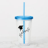 Minimalistische afstudeerhoed Zwart & Wit Afstuder Acryl Drinkbeker (Voorkant)