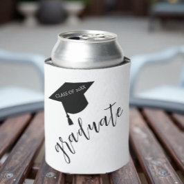 Minimalistische afstudeerhoed Zwart & Witte Afstud Blikjeskoeler