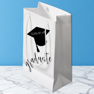 Minimalistische afstudeerhoed Zwart & Witte Afstud Klein Cadeauzakje
