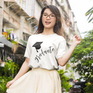 Minimalistische afstudeerhoed Zwart & Witte Afstud T-shirt