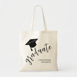 Minimalistische afstudeerhoed Zwart & Witte Afstud Tote Bag