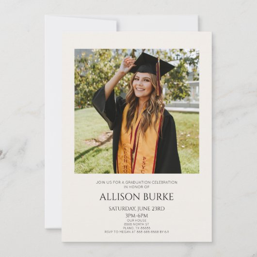 Minimalistische afstudeerparty in fotoboog kaart (Achterkant)