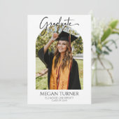 Minimalistische afstudeerparty in fotoboog kaart (Staand voorkant)