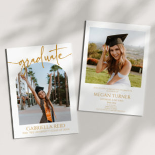 Minimalistische afstudeerparty in fotoboog kaart