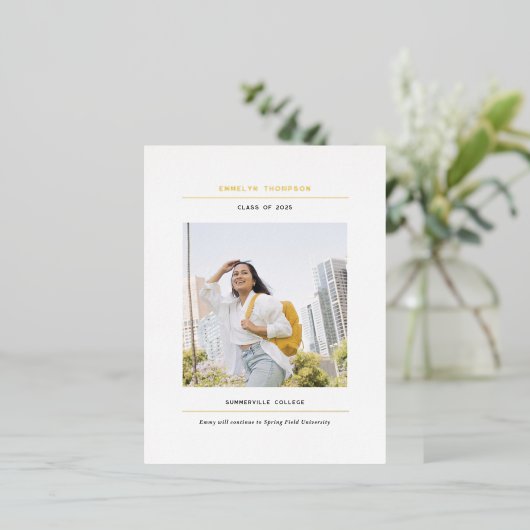 Minimalistische afstuderen aankondiging briefkaart (Staand Voorkant)