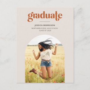 Minimalistische Afstuderen Arched Photo Graduparty Briefkaart