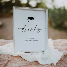 Minimalistische Afstuderen Drinken Reclamebord Met Voetstuk