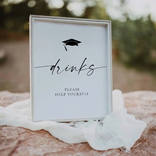 Minimalistische Afstuderen Drinken Reclamebord Met Voetstuk