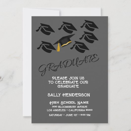 Minimalistische Afstuderen Feest Uitnodiging (Voorkant)