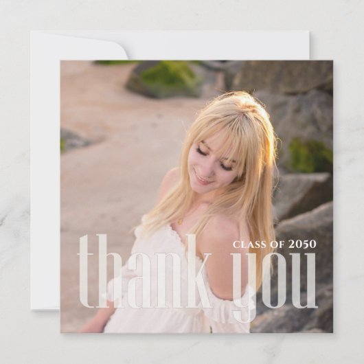 Minimalistische Afstuderen foto Bedankt Custom Kaart (Voorkant)