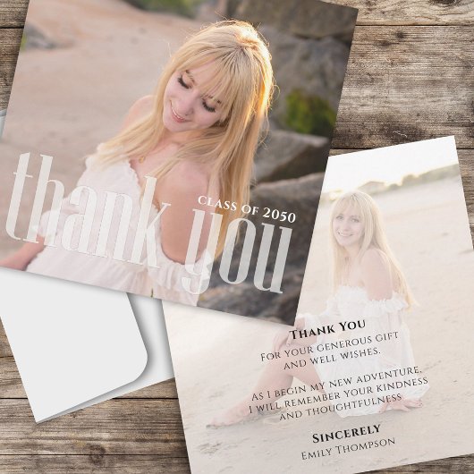 Minimalistische Afstuderen foto Bedankt Custom Kaart