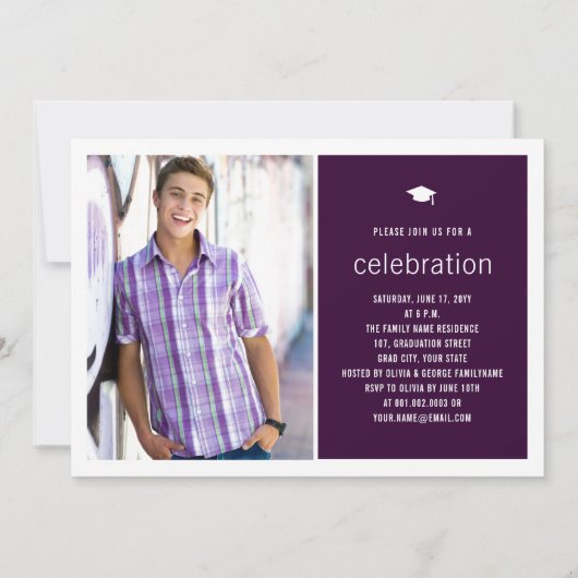 Minimalistische Afstuderen foto Eenvoudige GraduPa Kaart (Achterkant)