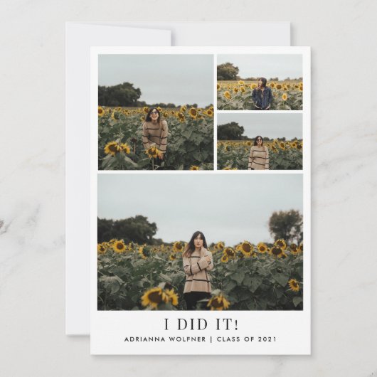 Minimalistische Afstuderen fotocollage | Ik heb he Bedankkaart (Voorkant)