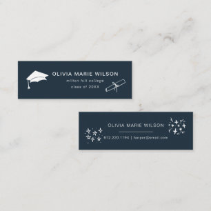 Minimalistische Afstuderen Icon Naam Kaart Navy Bl Mini Visitekaartje