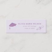 Minimalistische Afstuderen Icon Naam Kaart Paarse Mini Visitekaartje (Voorkant)