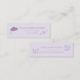 Minimalistische Afstuderen Icon Naam Kaart Paarse Mini Visitekaartje