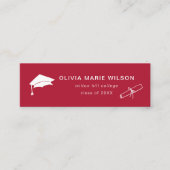Minimalistische Afstuderen Icon Naam Kaart Rood Mini Visitekaartje (Voorkant)