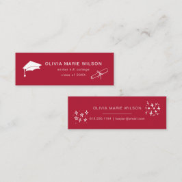 Minimalistische Afstuderen Icon Naam Kaart Rood Mini Visitekaartje