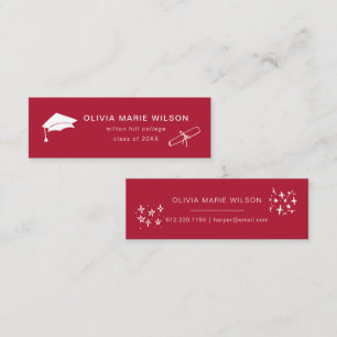 Minimalistische Afstuderen Icon Naam Kaart Rood Mini Visitekaartje
