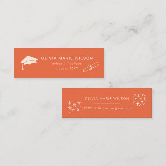 Minimalistische Afstuderen Icon Naam Kaart Sinaasa Mini Visitekaartje (Voorkant / Achterkant)