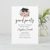 Minimalistische Afstuderen-uitnodiging, elegant zw Kaart (Staand voorkant)