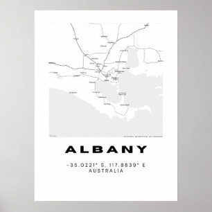 Minimalistische Albany kaart met coördinaten Poster