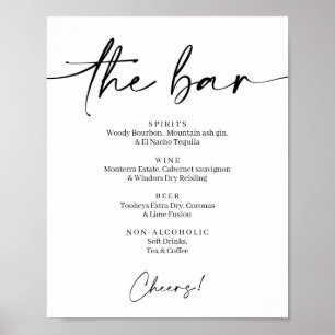 Minimalistische alcoholbarlijst bord poster bruilo
