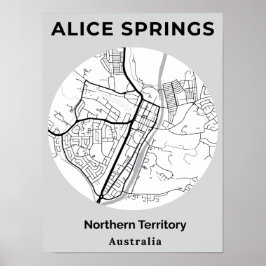 Minimalistische Alice Springs moderne witte zwarte Poster