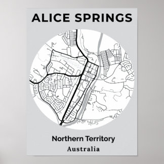 Minimalistische Alice Springs moderne witte zwarte Poster