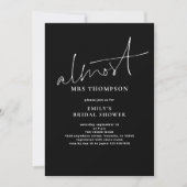 Minimalistische Almost Mrs Black Bruidsdouche Kaart (Voorkant)