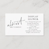 Minimalistische Almost Mrs Display Douche Informatiekaartje (Voorkant)